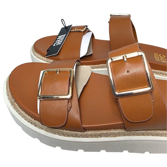 Madden NYC Flatform Sandals Adjustable Buckle Straps Women’s Size 11 Brown - Picture 4 of 9